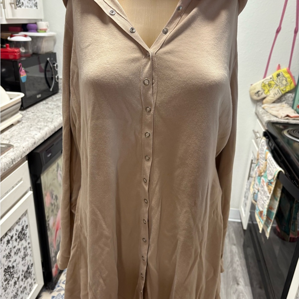 Barbara Lesser Cotton LS Tunic w Detachable Hood XL